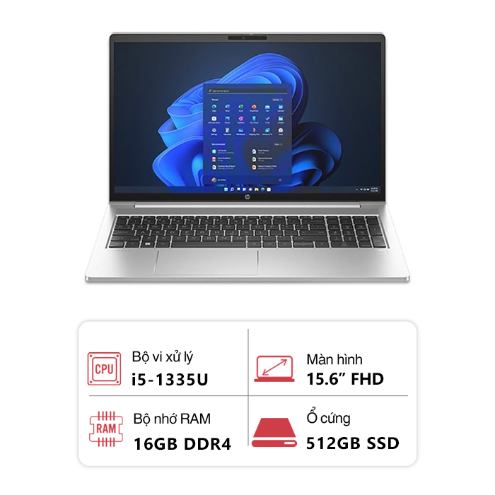 Laptop HP Probook 450 G10 9H1N5PT (Intel Core i5-1335U/ 16GB/ 512GB/ Intel UHD Graphics/ 15.6" FHD/ Win 11/ Bạc)