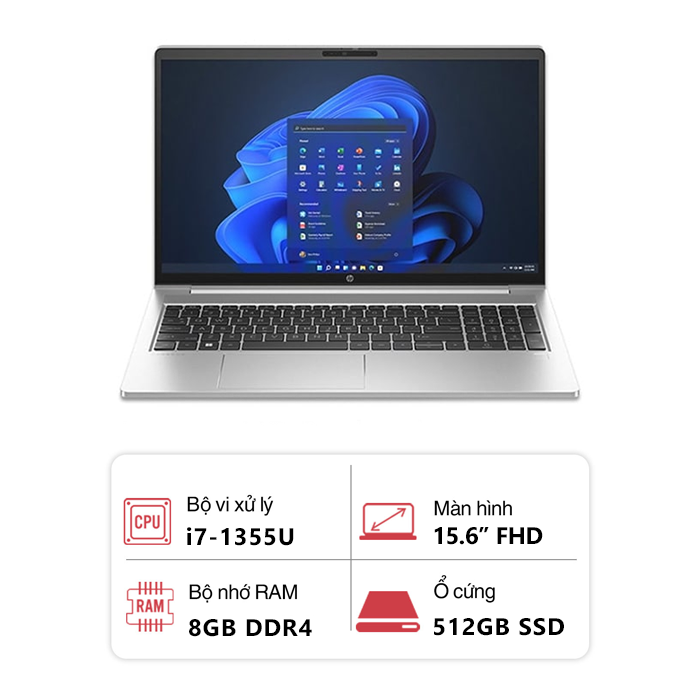 Laptop HP Probook 450 G10 9H1N6PT (Intel Core i7-1355U/ 8GB/ 512GB/ Intel UHD Graphics/ 15.6" FHD/ Win 11/ Bạc)