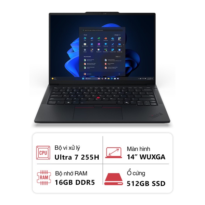 Laptop Lenovo ThinkPad E14 GEN 7 21SX002SVA (Ultra 7 255H/ 16GB/ 512GB SSD/ 14 inch WUXGA/ NoOS/ Black/ Vỏ nhôm)