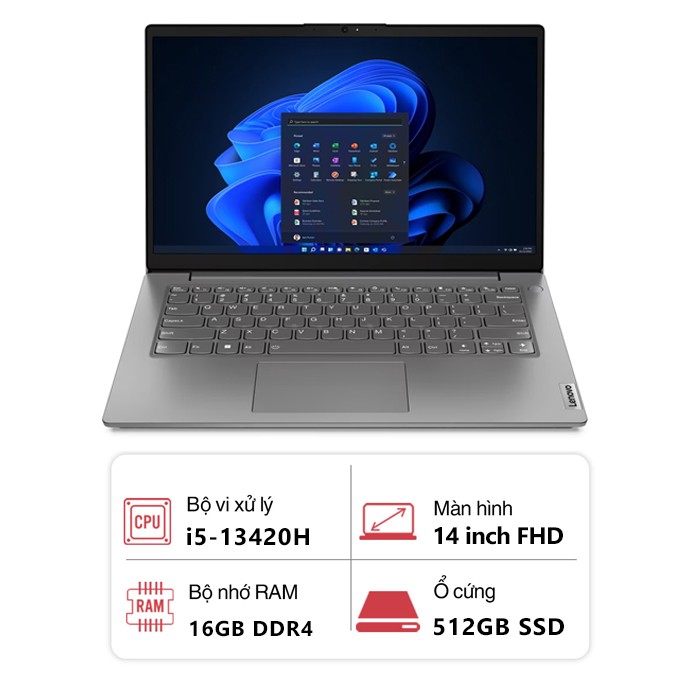 Laptop Lenovo V14 G4 IRU 83A000BGVN (Intel Core i5-13420H/ 16GB/ 512GB/ Intel UHD/ 14 inch FHD/ NoOS/ Xám)