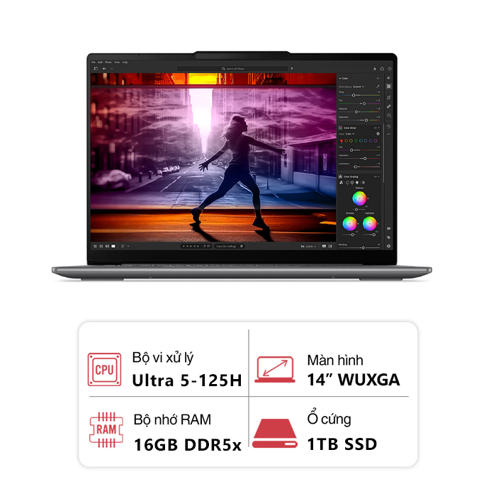 Laptop Lenovo Yoga Slim 7 14IMH9 83CV008EVN (Ultra 5-125H/ 16GB/ 1TB/ Intel Arc/ 14 inch WUXGA OLED/ Win 11/ Office/ Xám)