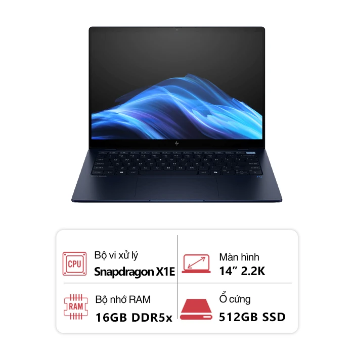 Laptop HP EliteBook Ultra G1q B04XSAT (Snapdragon X1E/ 16GB/ 512GB/ Qualcomm Adreno GPU/ 14" 2.2K/ Cảm ứng/ Win 11 Pro/ Xanh)