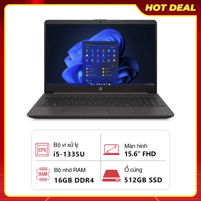 Laptop HP 250 G9R (Intel Core i5-1335U/ 16GB/ 512GB/ Intel Iris Xe Graphics/ 15.6" FHD/ Win 11 Home/ Đen)